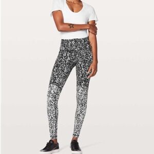 Lululemon Wunder Under Hi-Rise Tight Blocked Full-On Luxtreme 28" Black White 6‎